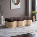  Color_Brown -- Savoy Brown Velour Fur Fabric Upholstered Bench IMAGE 2