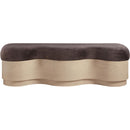  Meridian Savoy Brown Velour Fur Fabric Upholstered Bench IMAGE 3