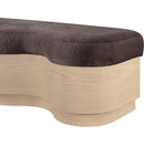 Color_Brown -- Savoy Brown Velour Fur Fabric Upholstered Bench IMAGE 5