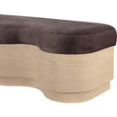  Meridian Savoy Brown Velour Fur Fabric Upholstered Bench IMAGE 5