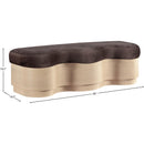  Meridian Savoy Brown Velour Fur Fabric Upholstered Bench IMAGE 8