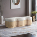  Color_Cream -- Savoy Cream Velour Fur Fabric Upholstered Bench IMAGE 2