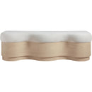  Color_Cream -- Savoy Cream Velour Fur Fabric Upholstered Bench IMAGE 3