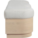  Color_Cream -- Savoy Cream Velour Fur Fabric Upholstered Bench IMAGE 4