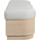  Meridian Savoy Cream Velour Fur Fabric Upholstered Bench IMAGE 4