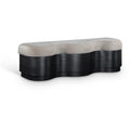  Color_Beige -- Meridian Savoy Velour Fur Fabric Upholstered Bench IMAGE 1