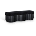  Color_Black -- Savoy Black Velour Fur Fabric Upholstered Bench IMAGE 1