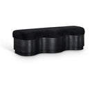  Color_Black -- Savoy Black Velour Fur Fabric Upholstered Bench IMAGE 1