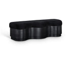  Meridian Savoy Black Velour Fur Fabric Upholstered Bench IMAGE 1