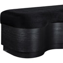  Color_Black -- Savoy Black Velour Fur Fabric Upholstered Bench IMAGE 6