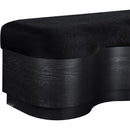  Meridian Savoy Black Velour Fur Fabric Upholstered Bench IMAGE 6