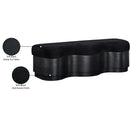  Meridian Savoy Black Velour Fur Fabric Upholstered Bench IMAGE 9