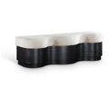  Color_Cream -- Savoy Cream Velour Fur Fabric Upholstered Bench IMAGE 1