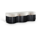  Color_Cream -- Savoy Cream Velour Fur Fabric Upholstered Bench IMAGE 1