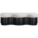  Color_Cream -- Savoy Cream Velour Fur Fabric Upholstered Bench IMAGE 3