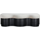  Meridian Savoy Cream Velour Fur Fabric Upholstered Bench IMAGE 3
