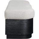  Meridian Savoy Cream Velour Fur Fabric Upholstered Bench IMAGE 4