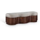  Color_Beige -- Meridian Savoy Velour Fur Fabric Upholstered Bench IMAGE 1