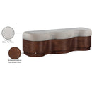  Color_Beige -- Meridian Savoy Velour Fur Fabric Upholstered Bench IMAGE 9