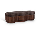  Color_Brown -- Savoy Brown Velour Fur Fabric Upholstered Bench IMAGE 1