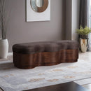  Color_Brown -- Savoy Brown Velour Fur Fabric Upholstered Bench IMAGE 2