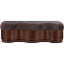  Color_Brown -- Savoy Brown Velour Fur Fabric Upholstered Bench IMAGE 3