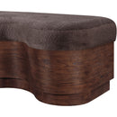  Color_Brown -- Savoy Brown Velour Fur Fabric Upholstered Bench IMAGE 5