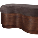  Color_Brown -- Savoy Brown Velour Fur Fabric Upholstered Bench IMAGE 6