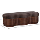  Color_Brown -- Savoy Brown Velour Fur Fabric Upholstered Bench IMAGE 8