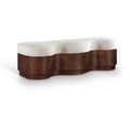  Color_Cream -- Savoy Cream Velour Fur Fabric Upholstered Bench IMAGE 1