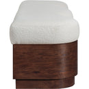  Color_Cream -- Savoy Cream Velour Fur Fabric Upholstered Bench IMAGE 4