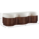  Color_Cream -- Savoy Cream Velour Fur Fabric Upholstered Bench IMAGE 8