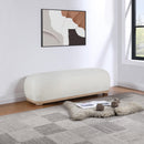  Color_Cream -- Calum Cream Chenille Fabric Upholstered Bench IMAGE 2