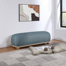  Color_Light Blue -- Calum Light Blue Chenille Fabric Upholstered Bench IMAGE 2