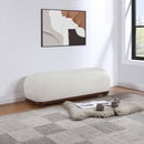  Color_Cream -- Calum Cream Chenille Fabric Upholstered Bench IMAGE 2