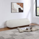 Meridian Calum Cream Chenille Fabric Bench IMAGE 2