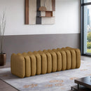  Color_Brown -- Atticus Brown Vegan Leather Upholstered Bench IMAGE 2