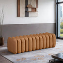  Color_Cognac -- Atticus Cognac Vegan Leather Upholstered Bench IMAGE 2