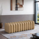 Meridian Atticus Tan Vegan Leather Bench IMAGE 2