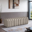  Color_Taupe -- Atticus Taupe Vegan Leather Upholstered Bench IMAGE 2