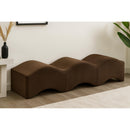 Color_Brown -- Wave Brown Velvet Upholstered Bench IMAGE 2