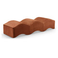  Color_Cognac -- Wave Cognac Velvet Upholstered Bench IMAGE 1