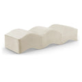  Color_Cream -- Wave Cream Velvet Upholstered Bench IMAGE 1