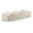  Color_Cream -- Wave Cream Velvet Upholstered Bench IMAGE 1