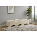  Color_Cream -- Wave Cream Velvet Upholstered Bench IMAGE 2