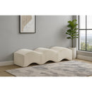 Meridian Wave Cream Velvet Bench IMAGE 2