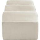  Color_Cream -- Wave Cream Velvet Upholstered Bench IMAGE 5
