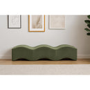  Color_Green -- Wave Green Velvet Upholstered Bench IMAGE 2