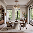  Color_Cream -- Genoa 48" Cream Marble Dining Table IMAGE 2