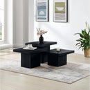  Meridian Spencer Black Solid Wood And Oak Veneer 3 pc Coffee Table IMAGE 2